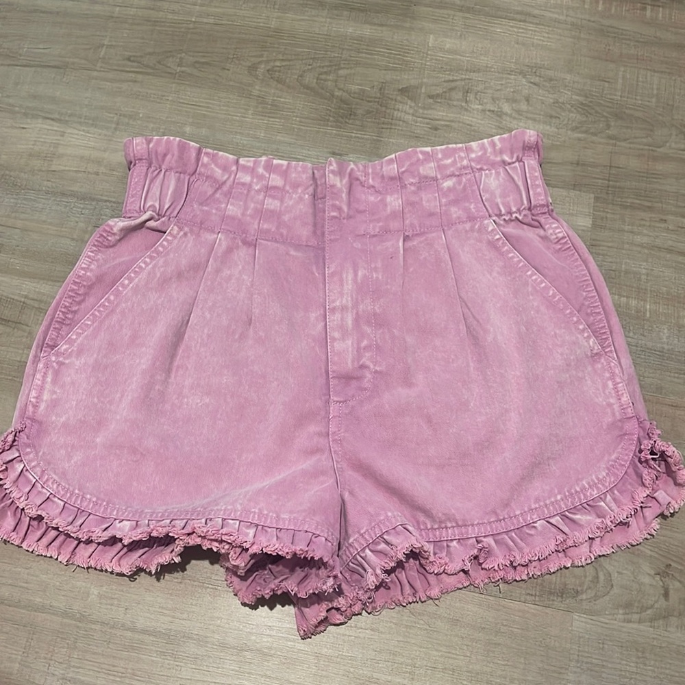 Pink washed high waisted shorts